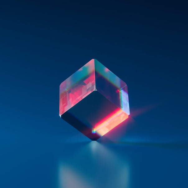 color reflecting hovering cube